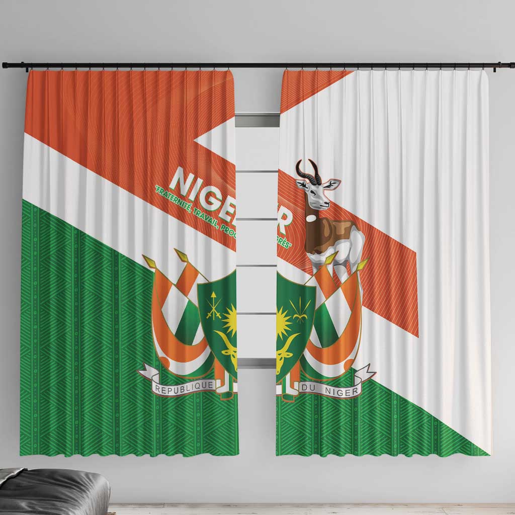 Niger Republic Day Window Curtain Coat Of Arms With Dama Gazelle - Wonder Print Shop