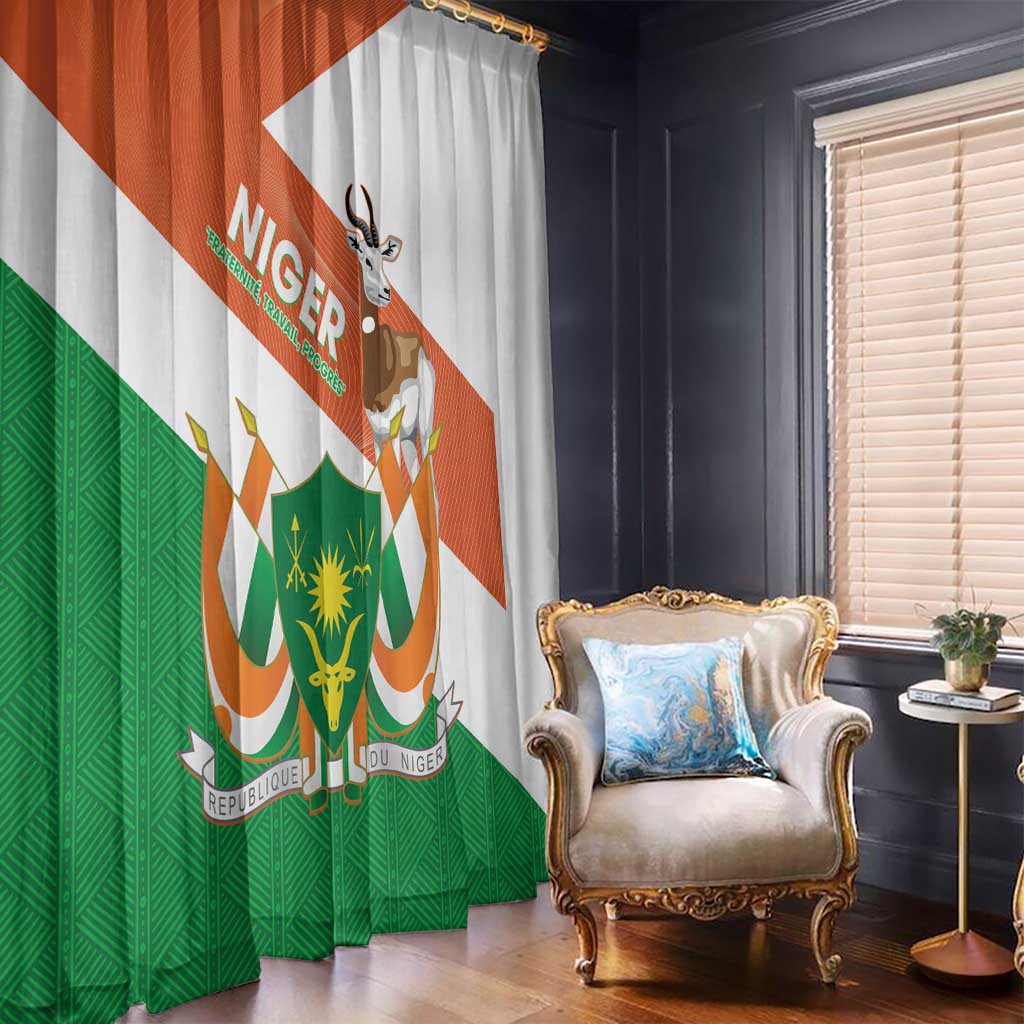 Niger Republic Day Window Curtain Coat Of Arms With Dama Gazelle - Wonder Print Shop