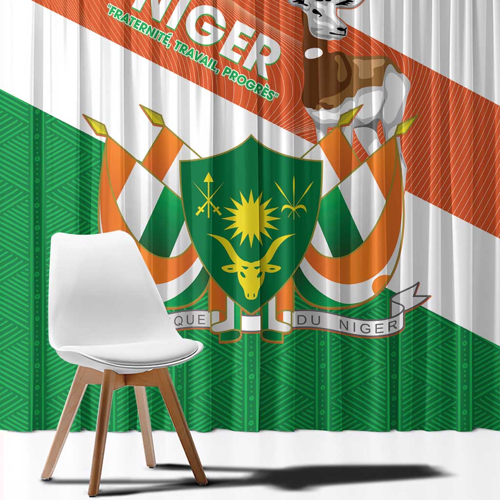 Niger Republic Day Window Curtain Coat Of Arms With Dama Gazelle - Wonder Print Shop