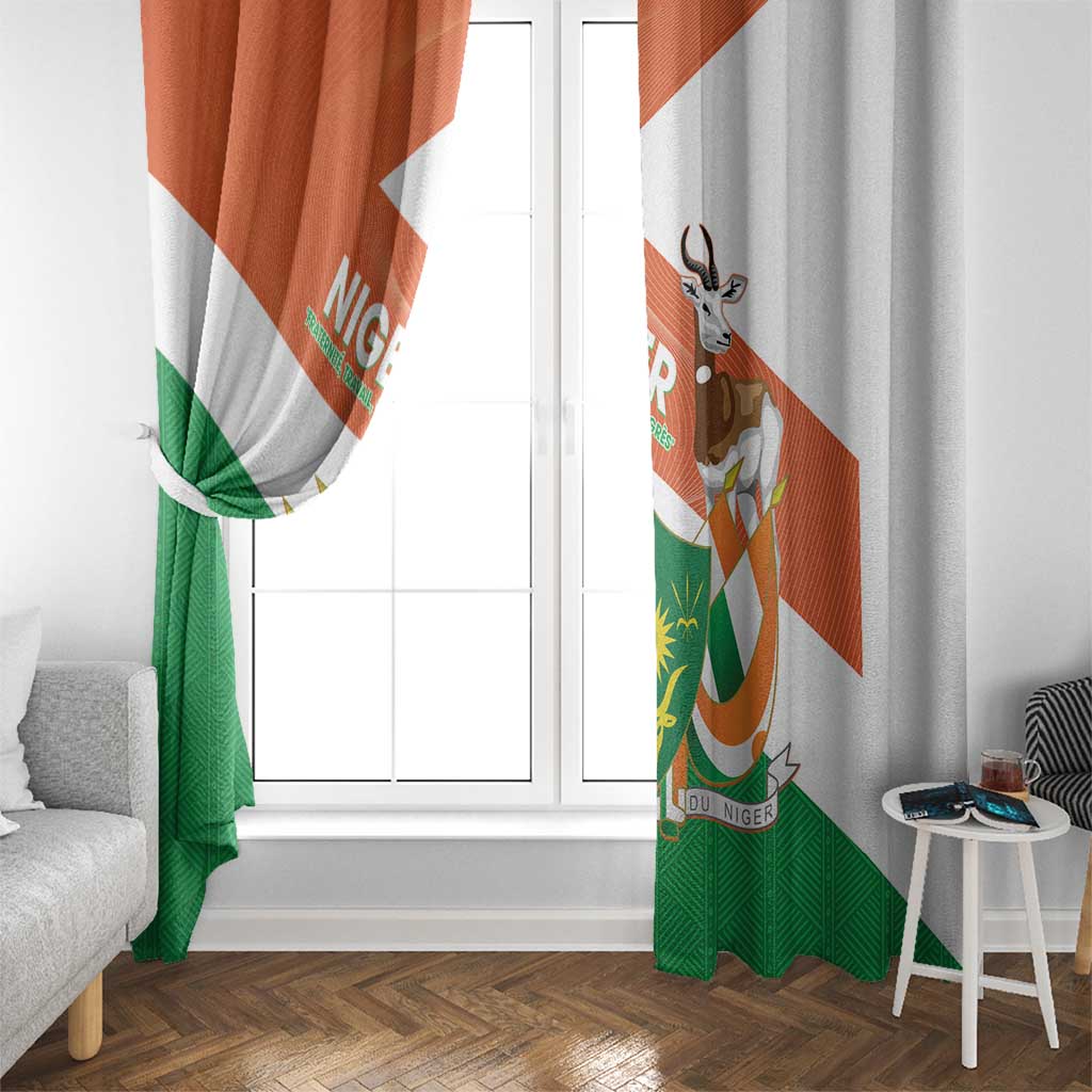 Niger Republic Day Window Curtain Coat Of Arms With Dama Gazelle - Wonder Print Shop
