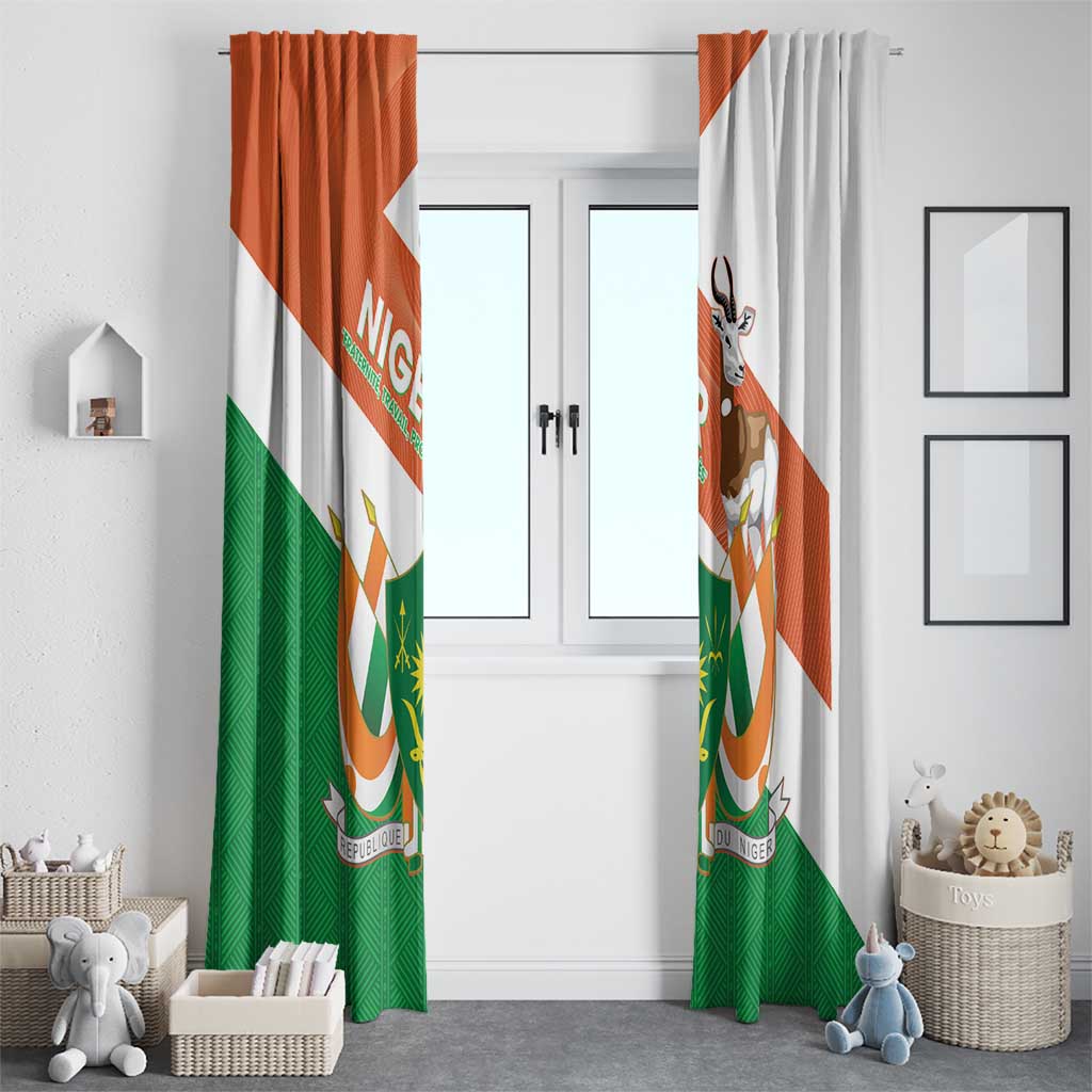 Niger Republic Day Window Curtain Coat Of Arms With Dama Gazelle - Wonder Print Shop