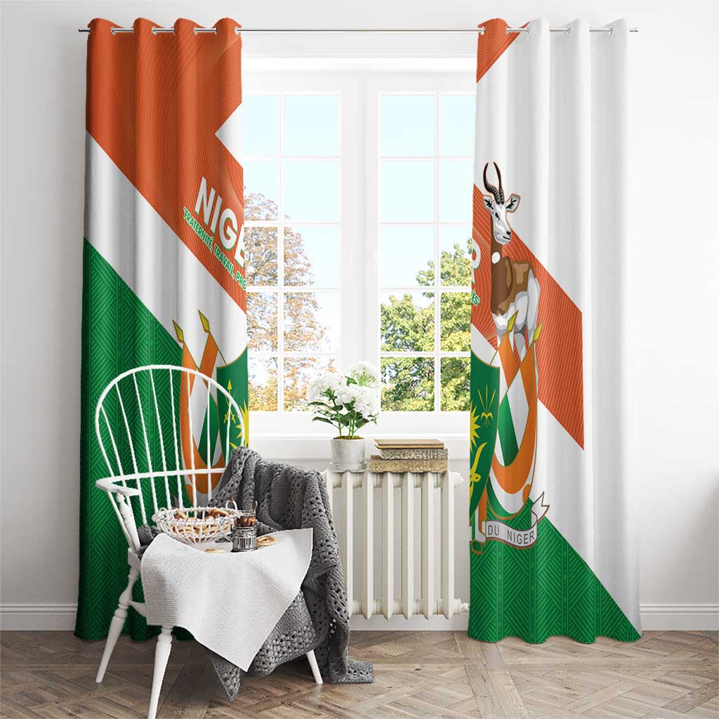 Niger Republic Day Window Curtain Coat Of Arms With Dama Gazelle - Wonder Print Shop