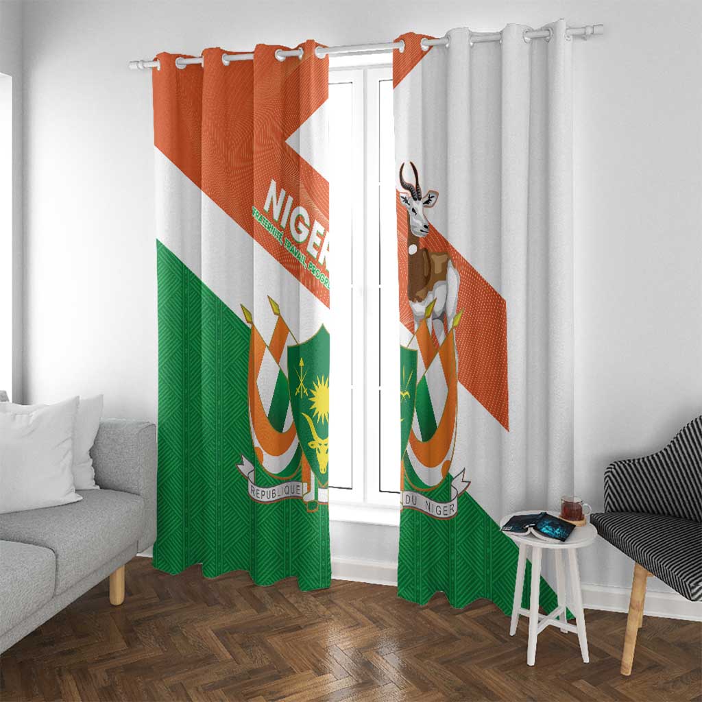 Niger Republic Day Window Curtain Coat Of Arms With Dama Gazelle - Wonder Print Shop