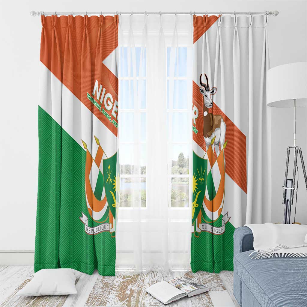 Niger Republic Day Window Curtain Coat Of Arms With Dama Gazelle - Wonder Print Shop