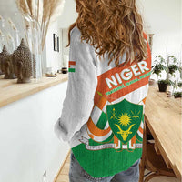Niger Republic Day Women Casual Shirt Coat Of Arms With Dama Gazelle - Wonder Print Shop