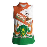 Niger Republic Day Women Sleeveless Polo Shirt Coat Of Arms With Dama Gazelle - Wonder Print Shop