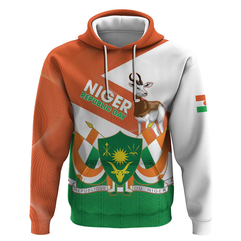 Niger Republic Day Zip Hoodie Coat Of Arms With Dama Gazelle - Wonder Print Shop