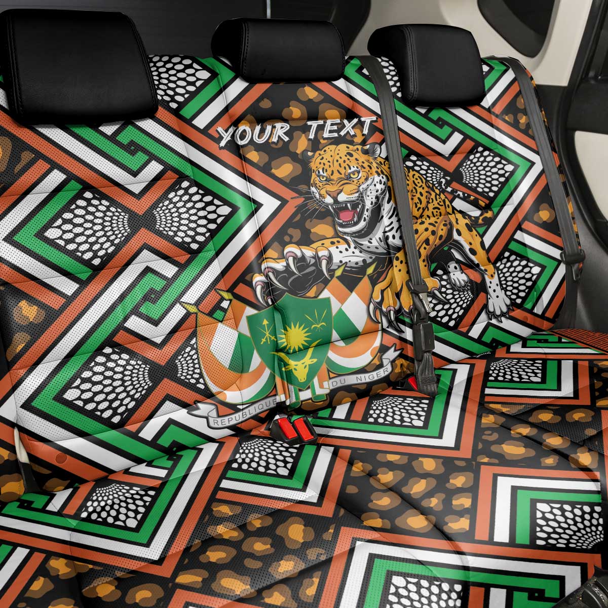 Personalized Niger Back Car Seat Cover Leopard Ankara African Pattern - Wonder Print Shop