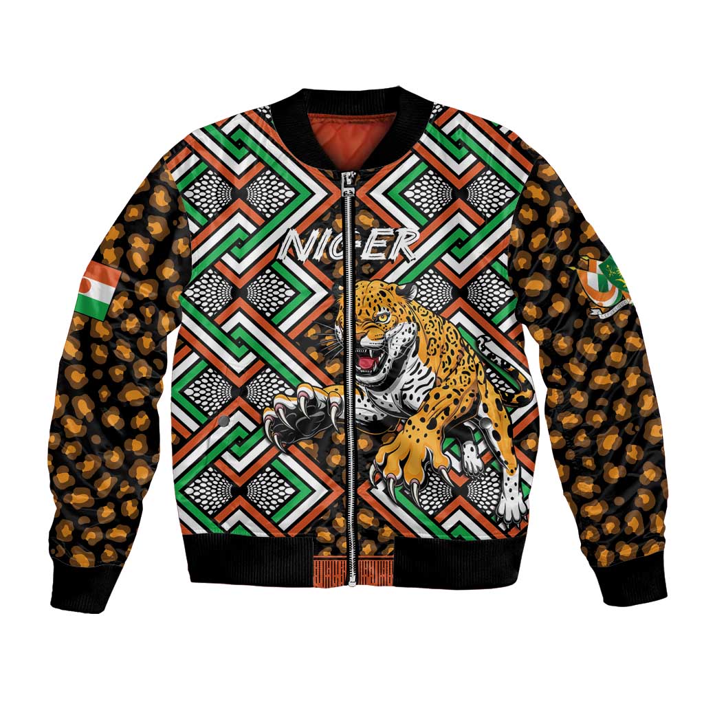 Personalized Niger Bomber Jacket Leopard Ankara African Pattern - Wonder Print Shop