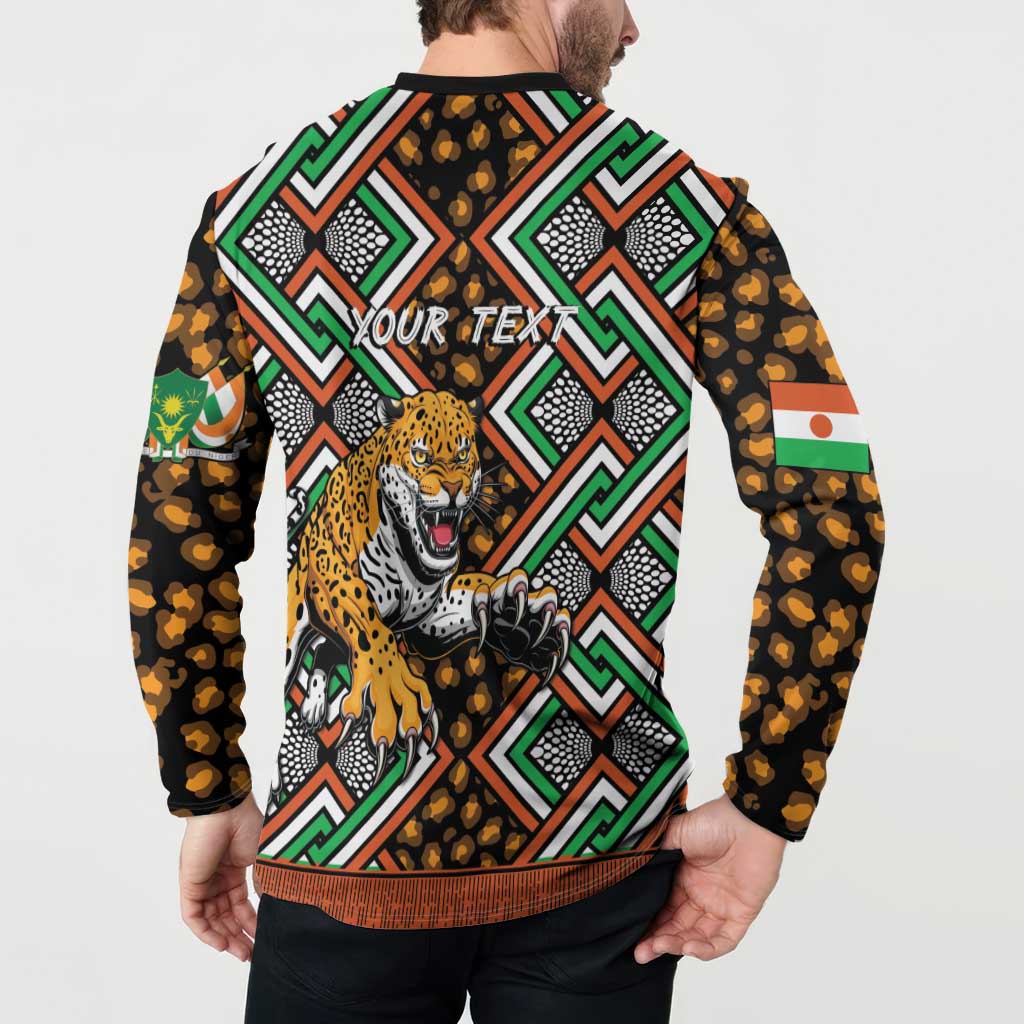 Personalized Niger Button Sweatshirt Leopard Ankara African Pattern - Wonder Print Shop