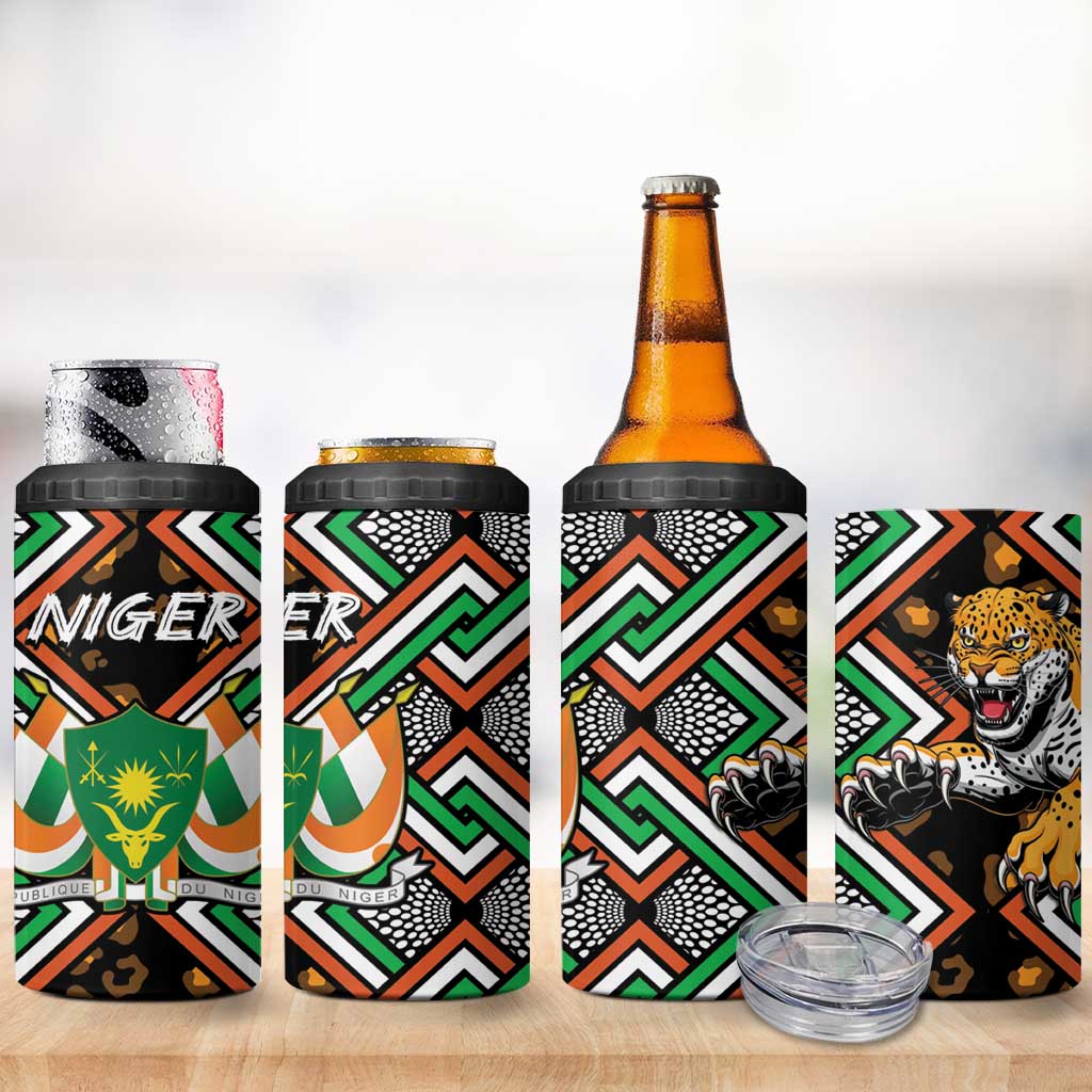 Niger 4 in 1 Can Cooler Tumbler Leopard Ankara African Pattern - Wonder Print Shop