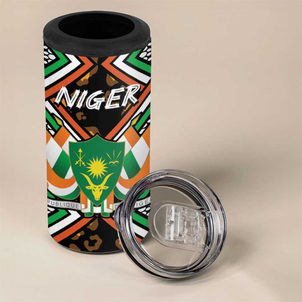 Niger 4 in 1 Can Cooler Tumbler Leopard Ankara African Pattern - Wonder Print Shop