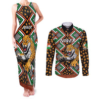 Personalized Niger Couples Matching Tank Maxi Dress and Long Sleeve Button Shirt Leopard Ankara African Pattern - Wonder Print Shop