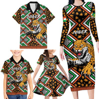 Personalized Niger Family Matching Long Sleeve Bodycon Dress and Hawaiian Shirt Leopard Ankara African Pattern - Wonder Print Shop