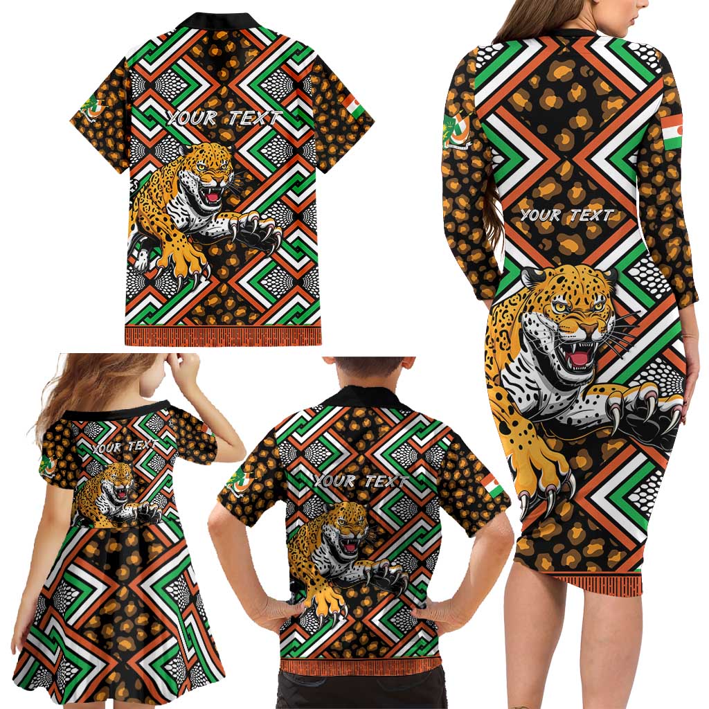 Personalized Niger Family Matching Long Sleeve Bodycon Dress and Hawaiian Shirt Leopard Ankara African Pattern - Wonder Print Shop