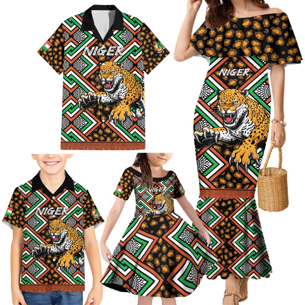 Personalized Niger Family Matching Mermaid Dress and Hawaiian Shirt Leopard Ankara African Pattern - Wonder Print Shop