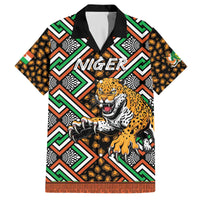 Personalized Niger Family Matching Off The Shoulder Long Sleeve Dress and Hawaiian Shirt Leopard Ankara African Pattern - Wonder Print Shop