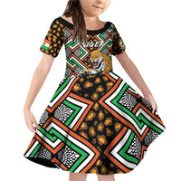 Personalized Niger Family Matching Off Shoulder Short Dress and Hawaiian Shirt Leopard Ankara African Pattern - Wonder Print Shop