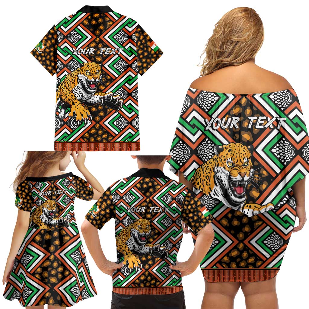 Personalized Niger Family Matching Off Shoulder Short Dress and Hawaiian Shirt Leopard Ankara African Pattern - Wonder Print Shop