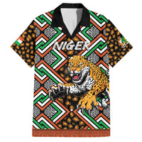 Personalized Niger Family Matching Off Shoulder Short Dress and Hawaiian Shirt Leopard Ankara African Pattern - Wonder Print Shop