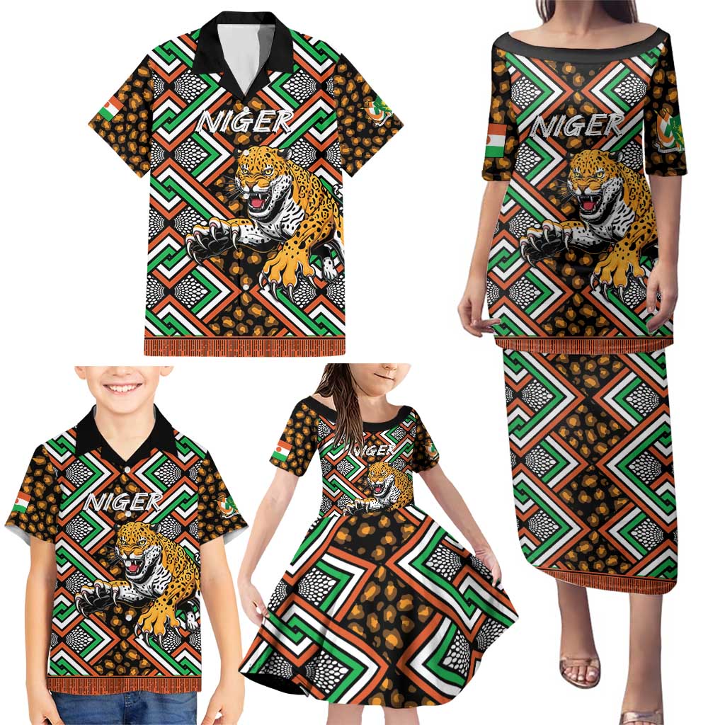 Personalized Niger Family Matching Puletasi and Hawaiian Shirt Leopard Ankara African Pattern - Wonder Print Shop