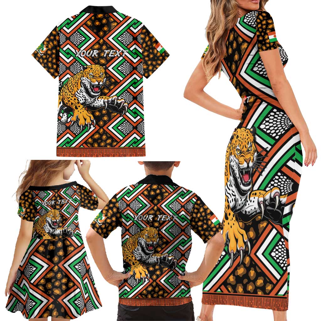 Personalized Niger Family Matching Short Sleeve Bodycon Dress and Hawaiian Shirt Leopard Ankara African Pattern - Wonder Print Shop