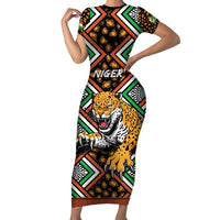 Personalized Niger Family Matching Short Sleeve Bodycon Dress and Hawaiian Shirt Leopard Ankara African Pattern - Wonder Print Shop