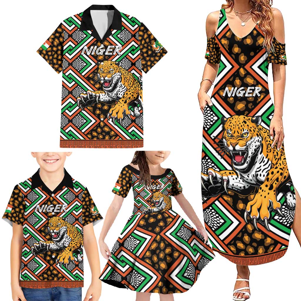Personalized Niger Family Matching Summer Maxi Dress and Hawaiian Shirt Leopard Ankara African Pattern - Wonder Print Shop