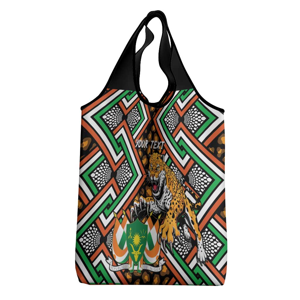 Personalized Niger Grocery Bag Leopard Ankara African Pattern