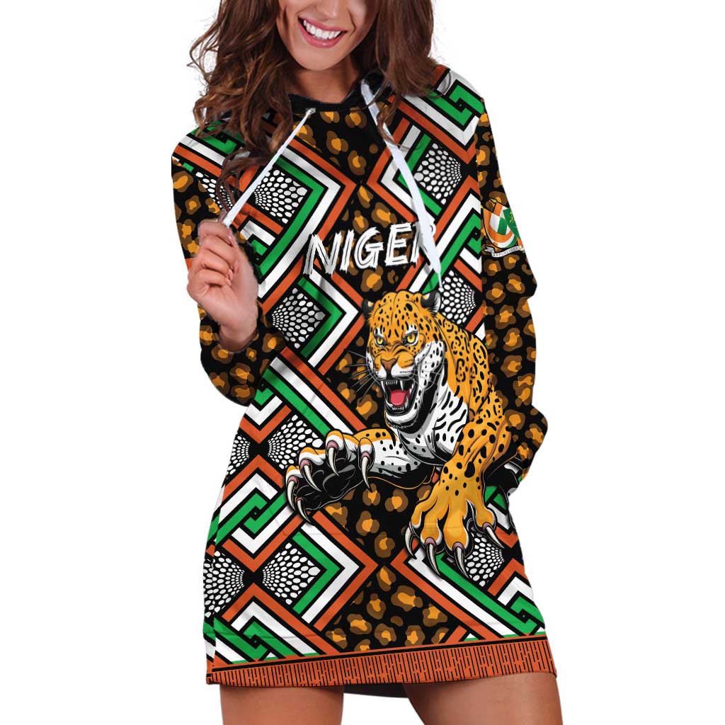 Personalized Niger Hoodie Dress Leopard Ankara African Pattern - Wonder Print Shop