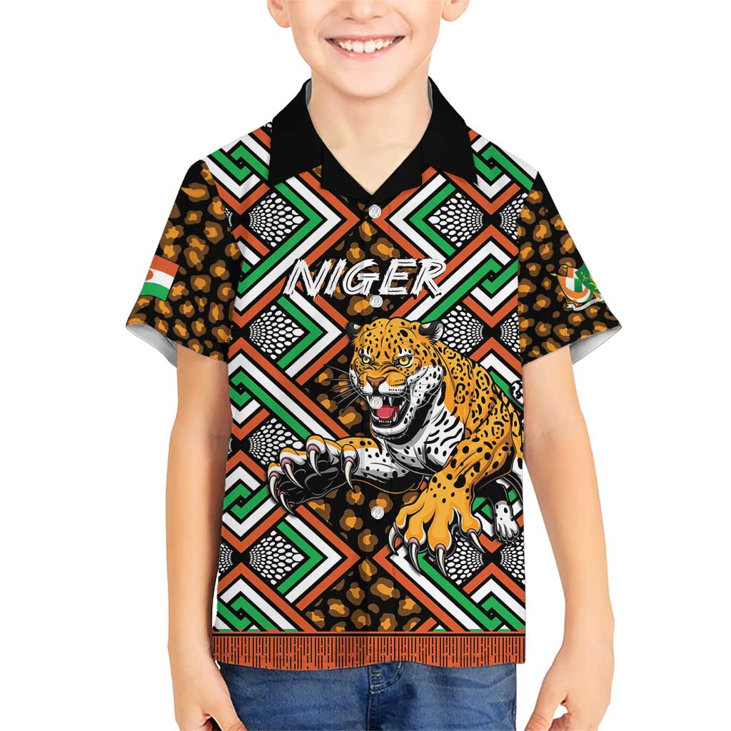 Personalized Niger Kid Hawaiian Shirt Leopard Ankara African Pattern - Wonder Print Shop