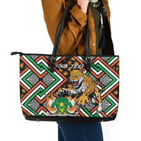 Personalized Niger Leather Tote Bag Leopard Ankara African Pattern - Wonder Print Shop