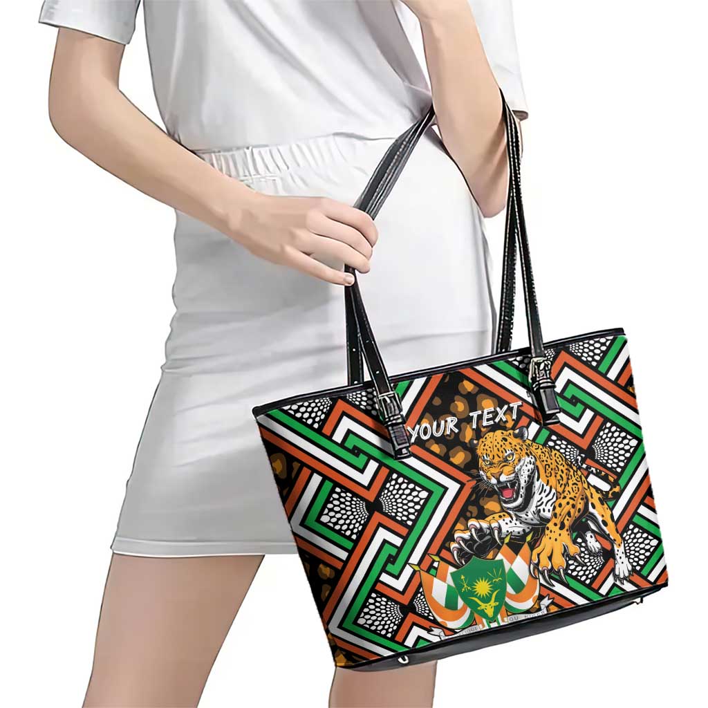 Personalized Niger Leather Tote Bag Leopard Ankara African Pattern - Wonder Print Shop