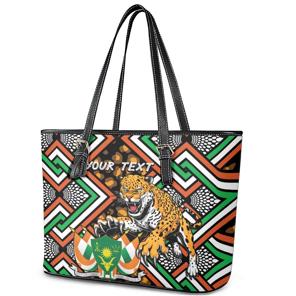 Personalized Niger Leather Tote Bag Leopard Ankara African Pattern - Wonder Print Shop