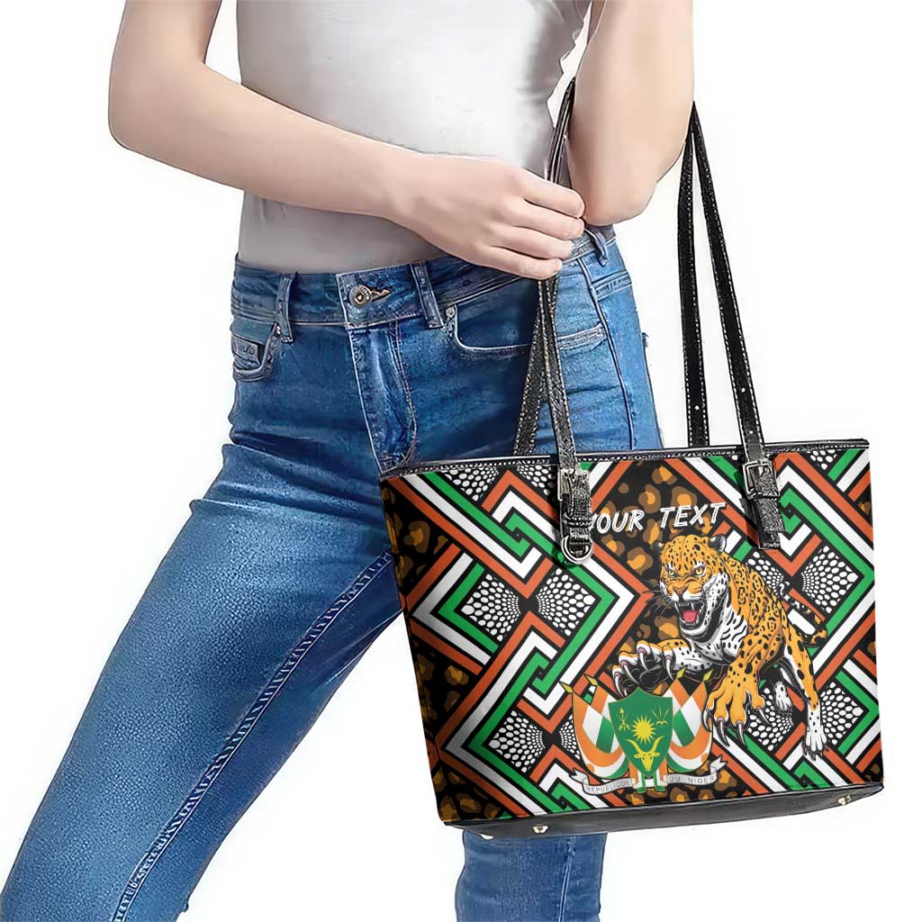 Personalized Niger Leather Tote Bag Leopard Ankara African Pattern - Wonder Print Shop