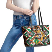 Personalized Niger Leather Tote Bag Leopard Ankara African Pattern - Wonder Print Shop