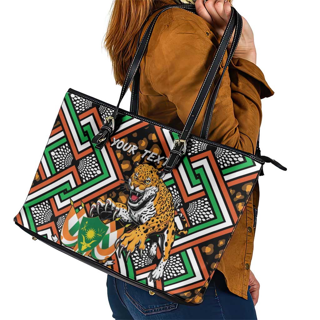 Personalized Niger Leather Tote Bag Leopard Ankara African Pattern - Wonder Print Shop