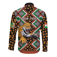 Personalized Niger Long Sleeve Button Shirt Leopard Ankara African Pattern - Wonder Print Shop