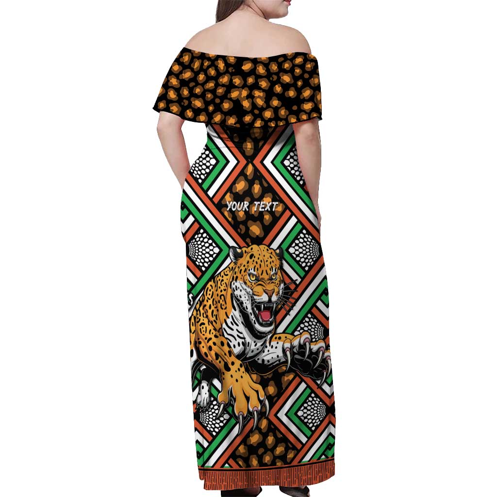 Personalized Niger Off Shoulder Maxi Dress Leopard Ankara African Pattern - Wonder Print Shop