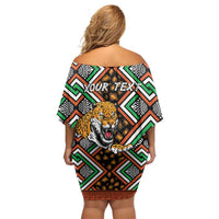 Personalized Niger Off Shoulder Short Dress Leopard Ankara African Pattern - Wonder Print Shop