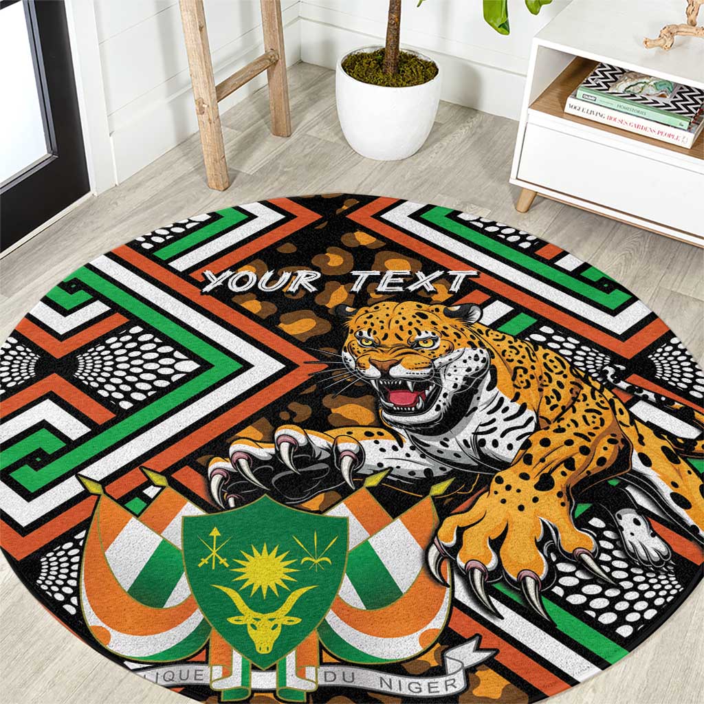 Personalized Niger Round Carpet Leopard Ankara African Pattern