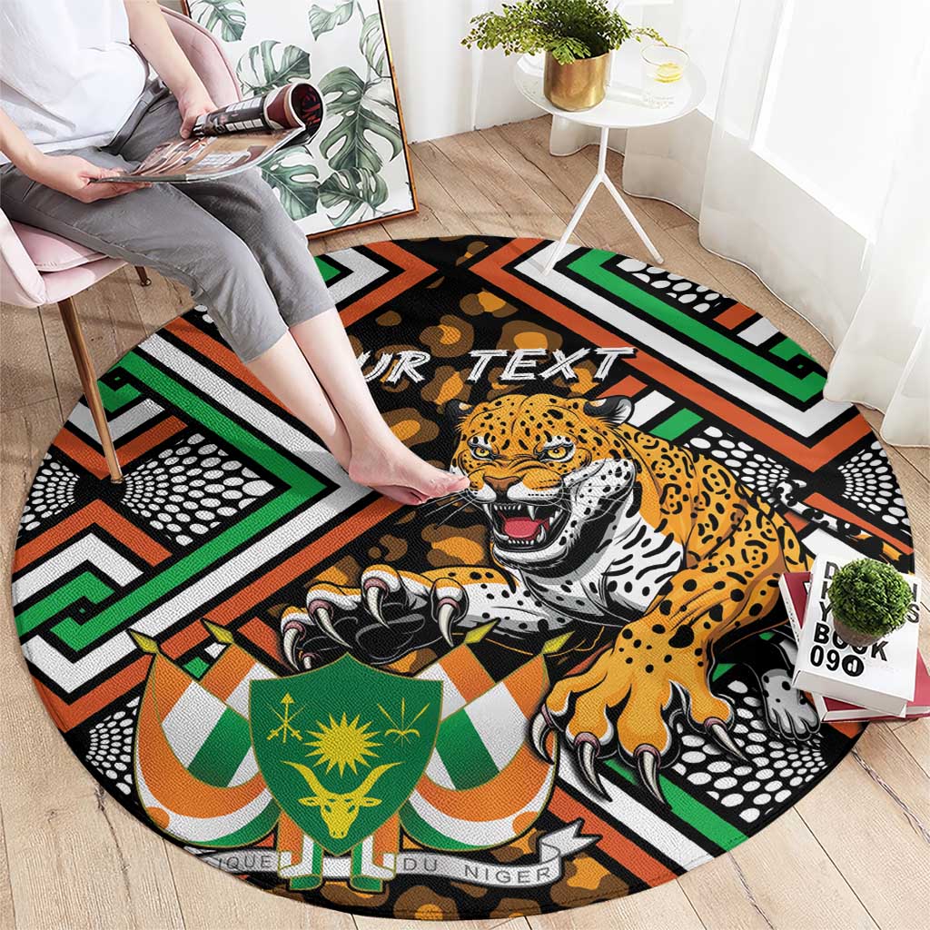 Personalized Niger Round Carpet Leopard Ankara African Pattern