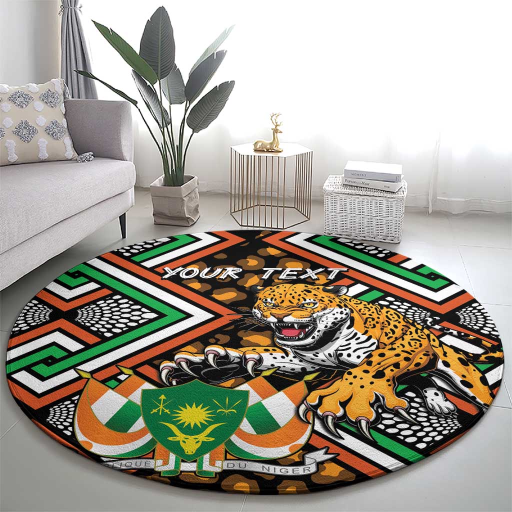 Personalized Niger Round Carpet Leopard Ankara African Pattern