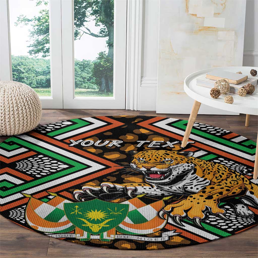Personalized Niger Round Carpet Leopard Ankara African Pattern