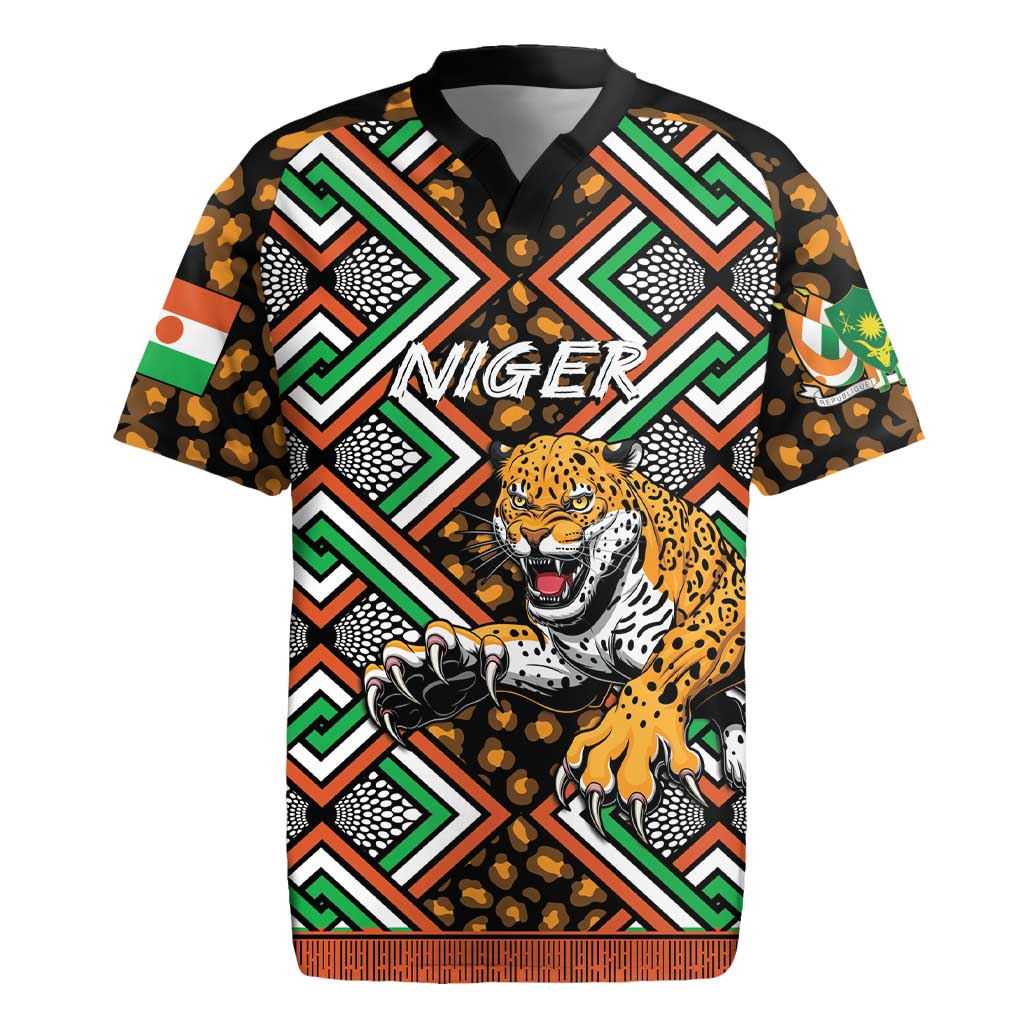 Personalized Niger Rugby Jersey Leopard Ankara African Pattern - Wonder Print Shop