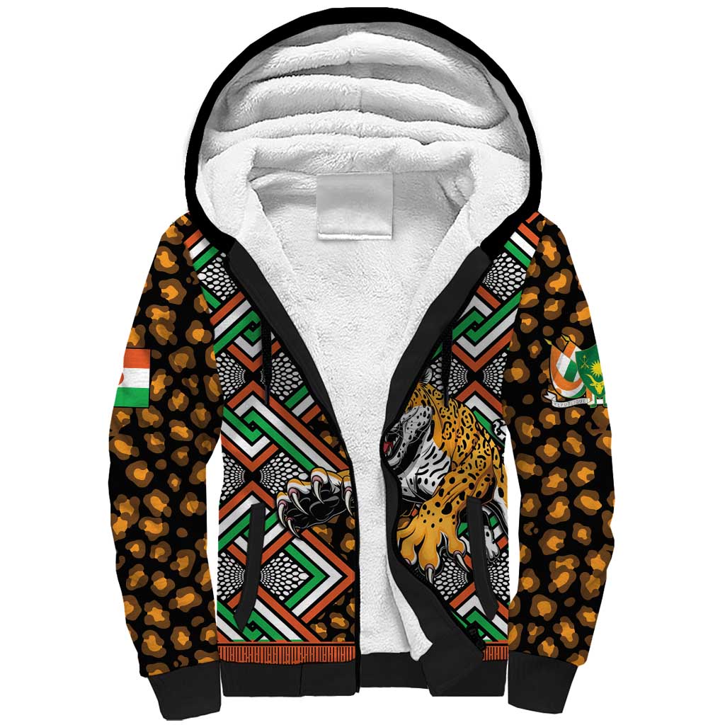 Personalized Niger Sherpa Hoodie Leopard Ankara African Pattern - Wonder Print Shop