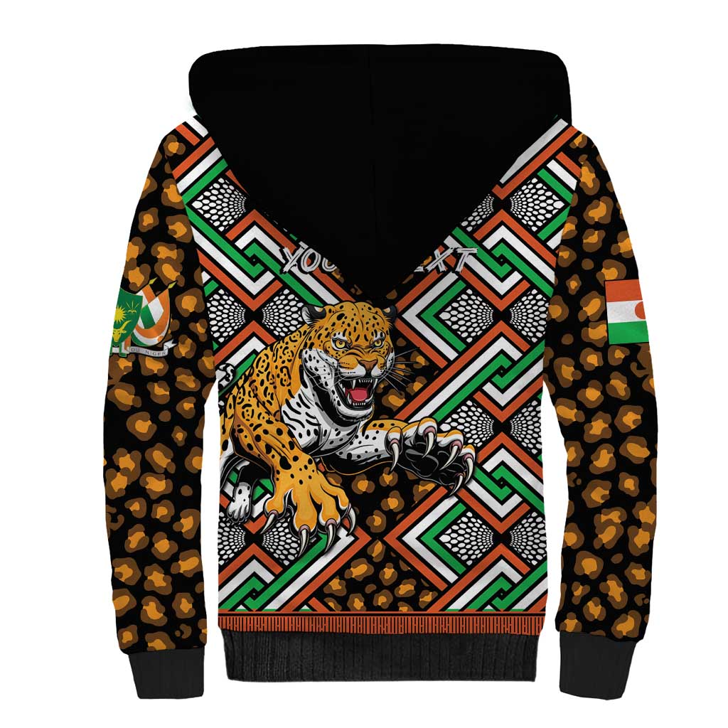 Personalized Niger Sherpa Hoodie Leopard Ankara African Pattern - Wonder Print Shop