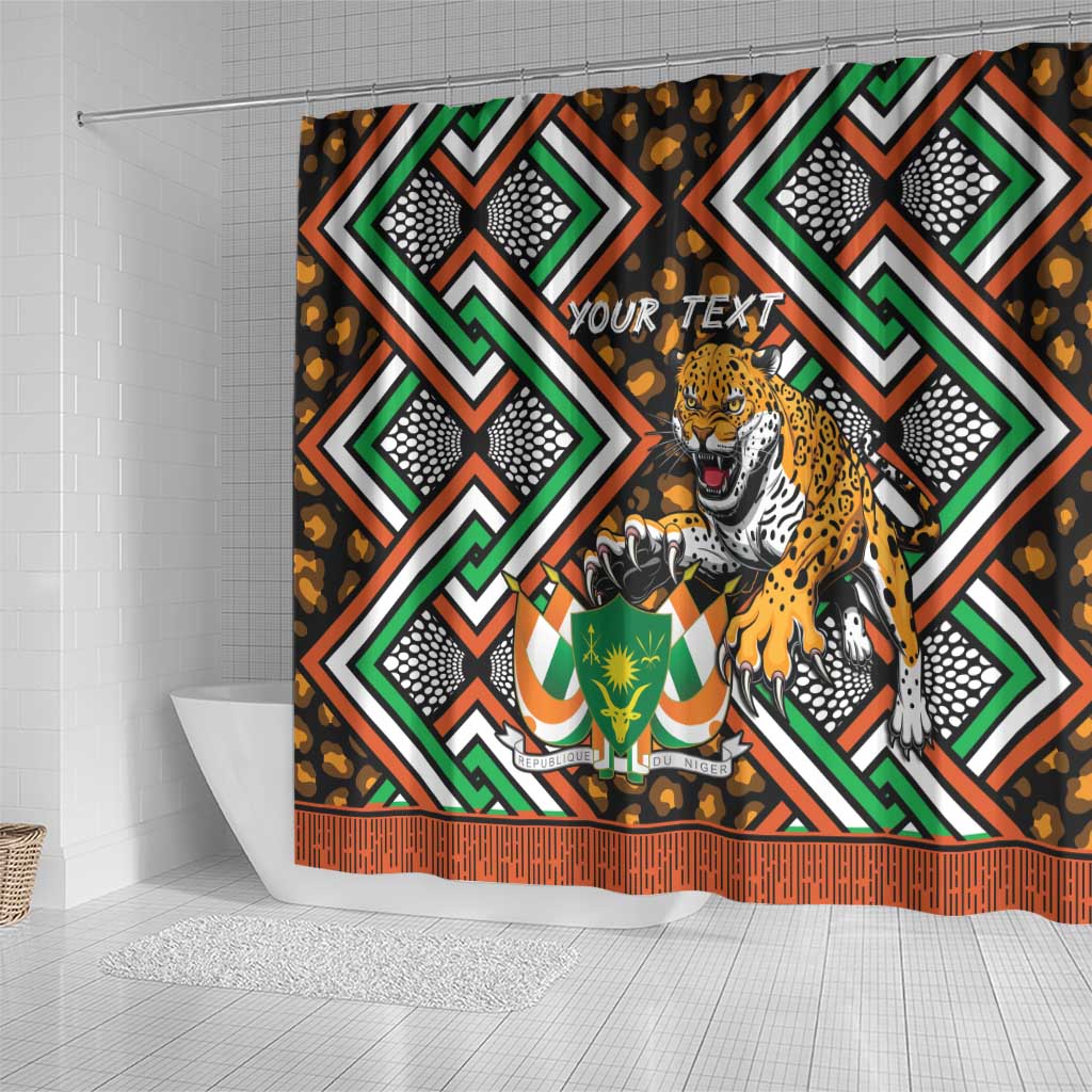 Personalized Niger Shower Curtain Leopard Ankara African Pattern