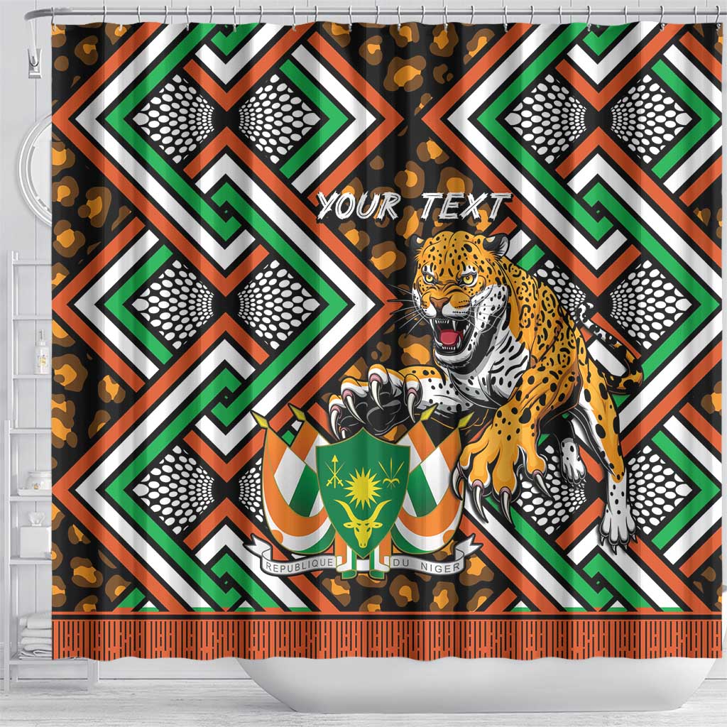 Personalized Niger Shower Curtain Leopard Ankara African Pattern