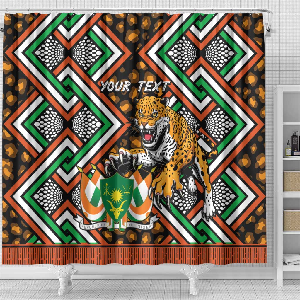 Personalized Niger Shower Curtain Leopard Ankara African Pattern